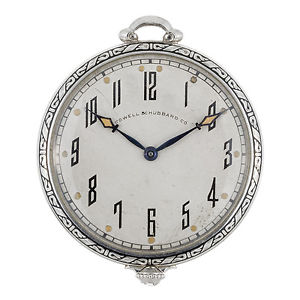 Art Deco C.H.MEYLAN 950 Platinum Diamond Pocket Watch, Cowell & Hubbard Co, 1910