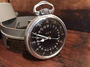 1941 Hamilton GCT 22j WWII 4992B Military Army Navigation Pocket Watch & Case