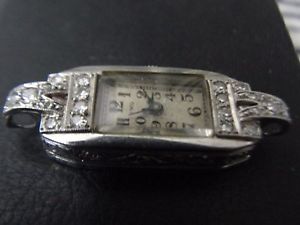 Ladies IWO Platinum Diamond Set Bezel Wristwatch Original Marked Dial Movement