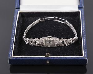 Diamond Set 1.50ct Cocktail Watch, Art Deco 1930's, 9ct Gold & Platinum, Working