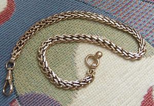 ANTIQUE SOLID 14K POCKET WATCH CHAIN WITH AMAZING LINK DESIGN 22.19G 11 1/2 INCH