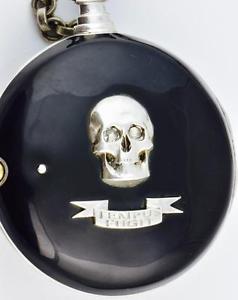 Georgian Doctor's Skull Memento Mori Verge Fusee silver,enamel&Diamonds watch