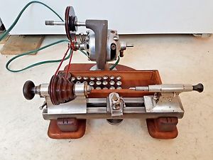 8mm Watchmakers Lathe Made by Moseley on Solid Wood Base with Collets Extras