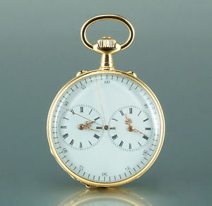 Houriet Captains 18k Gold watch 2 time zones stoppable jumping seconds 31 jewels