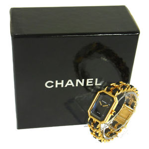 Authentic CHANEL Vintage Premiere Wristwatch Gold Quartz Swiss Made #M TG00190