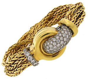 VERDURA  Diamond Platinum Yellow Gold Watch BRACELET Signed Elegant Chic