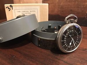 1942 Hamilton GCT 22j WWII 4992B Military Army Navigation Pocket Watch .900 Case