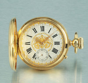 Magnificent 18k gold hunter case detent escapement Vogt Morin 1878 Geneva