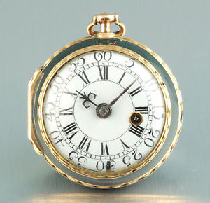 Bloodstone gold diamond Verge Fusee pocket watch 1750 Spindeluhr Montre a coq