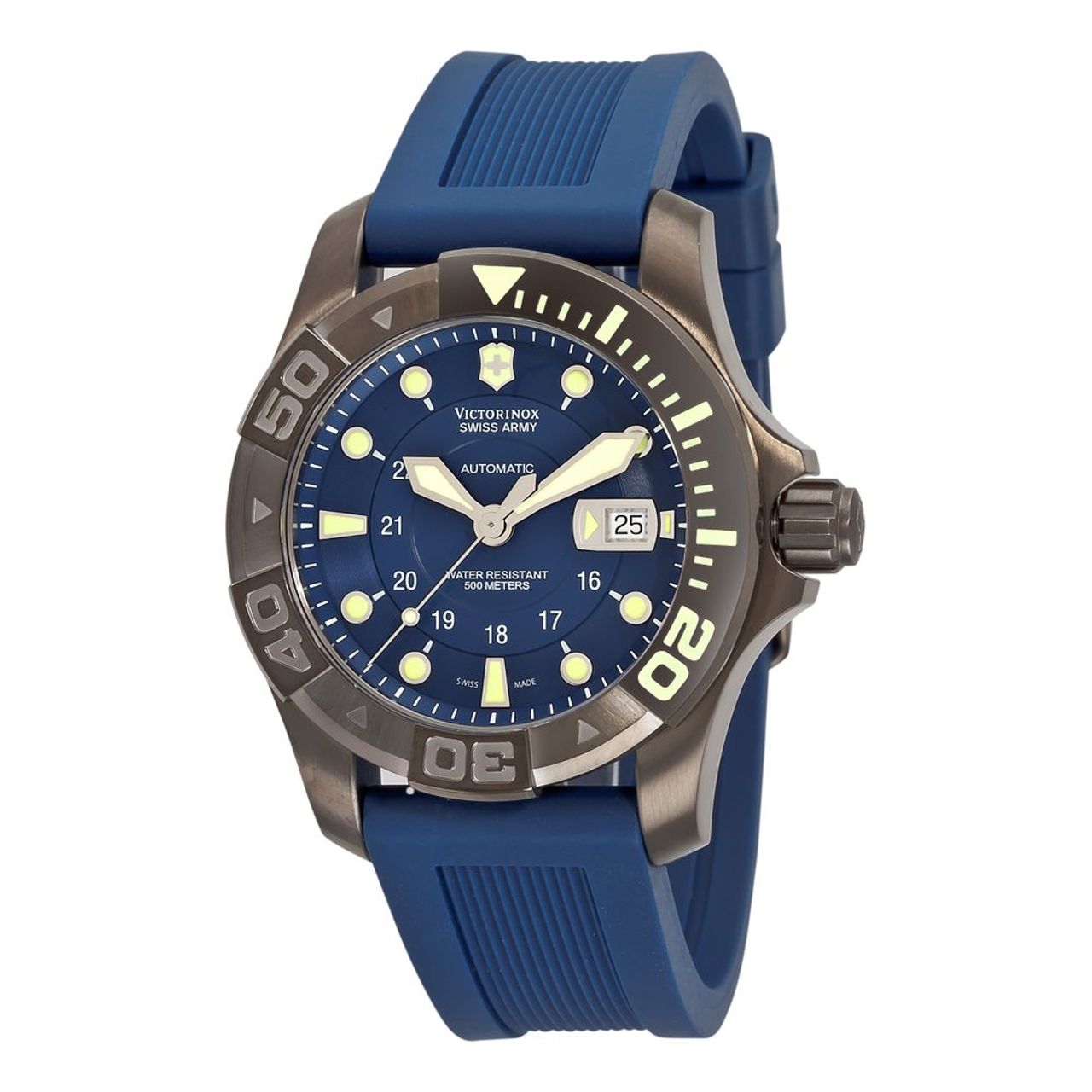 Victorinox 241425 Mens Blue Dial Automatic Watch with Rubber Strap