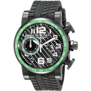 Graham Mens 44mm Black Rubber Ba