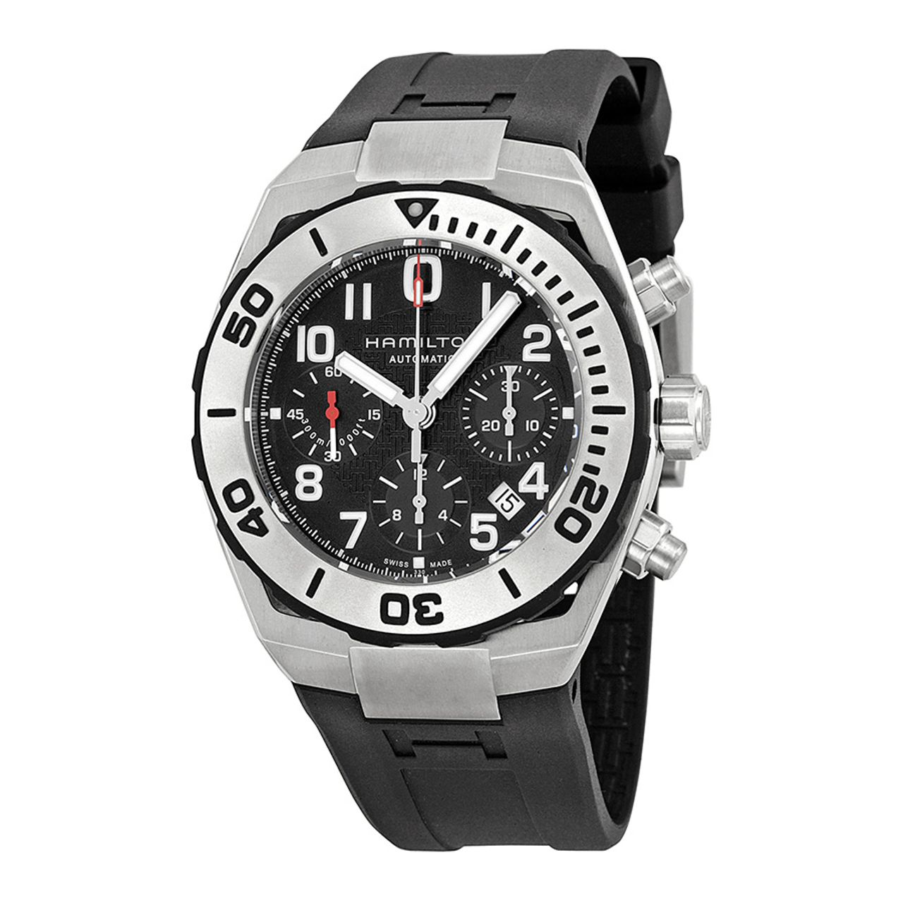 Hamilton H78716333 Mens Black Dial Analog Automatic Watch with Rubber Strap