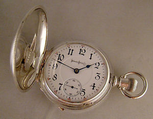 ANTIQUE ILLINOIS BUNN SPECIAL 24j SOLID SILVER HUNTER CASE 18s POCKET WATCH 1897
