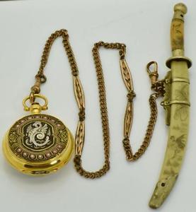 MUSEUM Toledo gold&cloisonne enamel Bovet Chinese Duplex pocket watch&chain fob