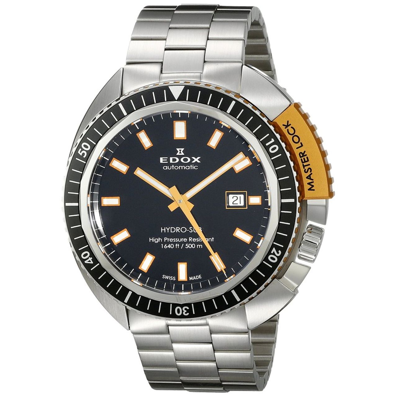 Edox Men's 80301 3NOM NIN Hydro Sub Analog Display Swiss Automatic Silver Watch