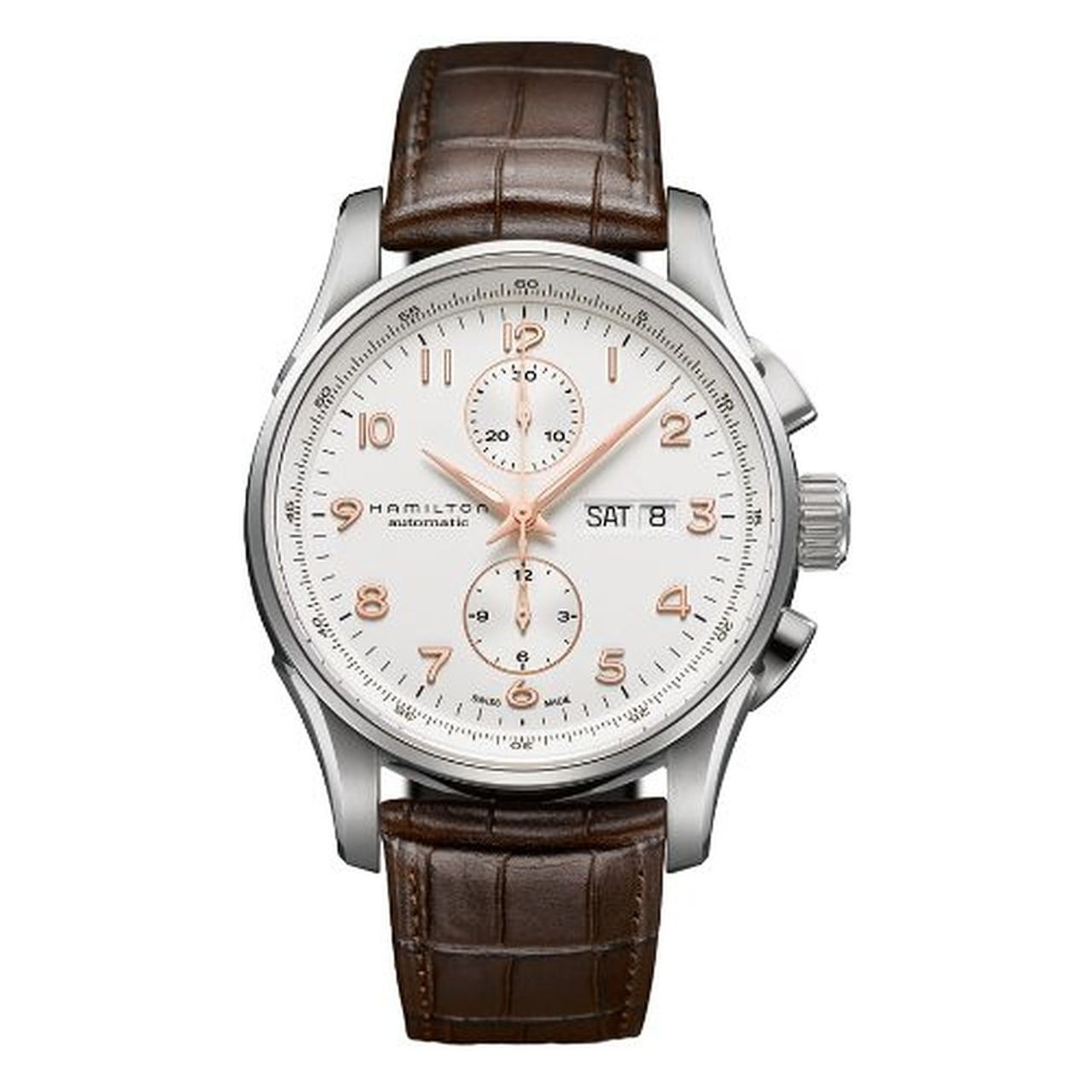 Hamilton H32766513 Mens Silver Dial Analog Automatic Watch with Leather Strap