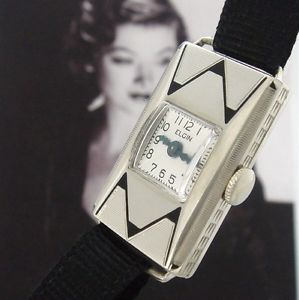 Ladies' Rare Elgin Black Enameled Parisienne Watch From the Jazz Age - SERVICED