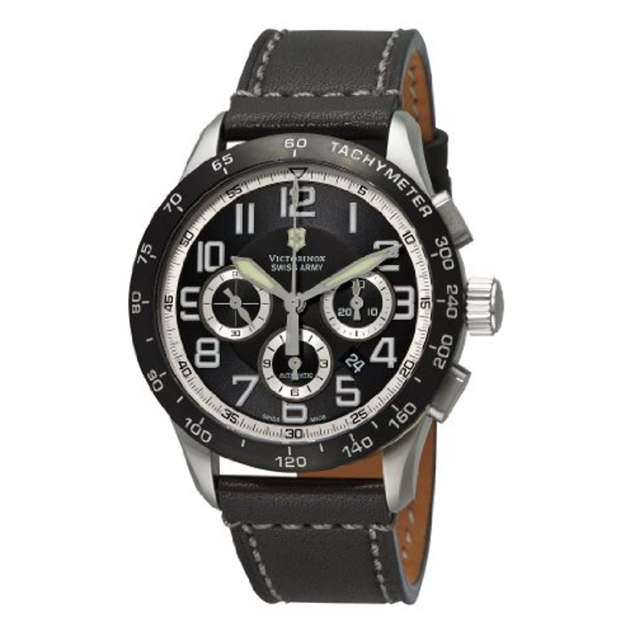 Victorinox 241447 Mens Black Dial Quartz Watch with Leather Strap