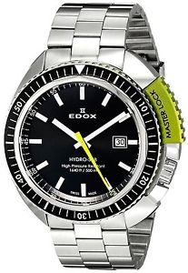 Edox Men's 53200 3NVM NIN Hydro Sub Analog Display Swiss Quartz Silver Watch