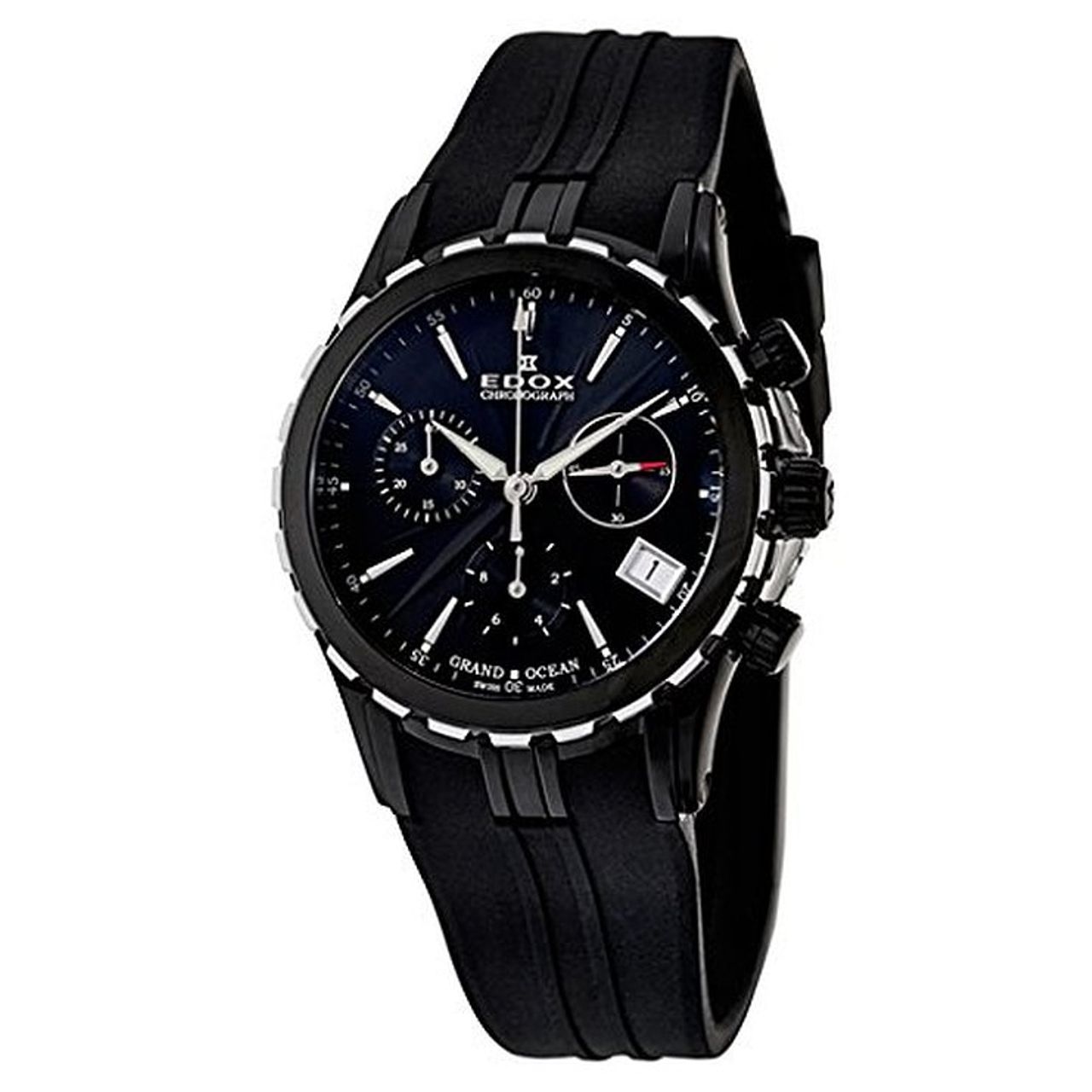 Edox 10410-357N-NIN Womens Black Dial Quartz Watch with Silicone Strap