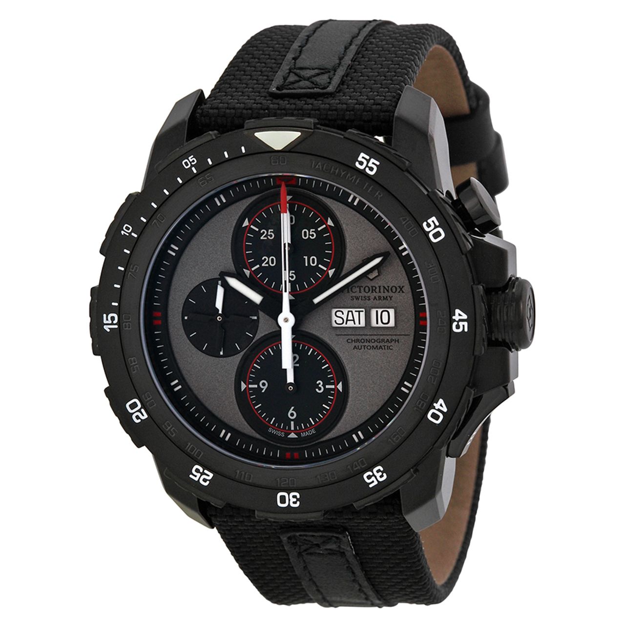Victorinox 241528 Mens Grey Dial Analog Automatic Watch with Leather Strap