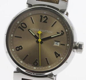 Pre-Owned LOUIS VUITTON Tambour GM Q 1112 Men's SS/Leather Quartz Watch, MD