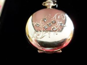 Waltham Antique 14K Solid Yellow Gold & Diamond Women's Pocket Watch-0.11 Carats