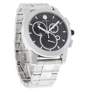 Movado Vizio Mens Carbon Dial Swiss Quartz Chronograph Watch 0606551