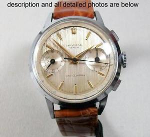 VINTAGE UNIVERSAL GENEVE UNI-COMPAX 32601-1 VALJOUX 22 BRUSHED DIAL CHRONOGRAPH