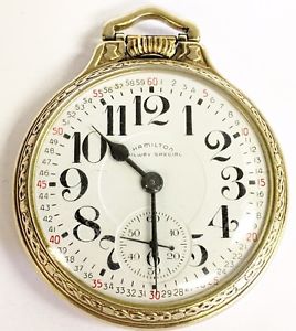 HAMILTON KEYSTONE CASE RAILROAD POCKET WATCH 992B 21 JEWELS 10k GOLD FILLED