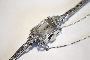 Vintage Hamilton 1.7 Carat Diamond 14k white Gold Cocktail Wrist Watch