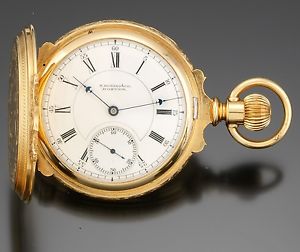 14K Yellow Gold 18 Size Box Hinge Hunter Case Howard Pocket Watch CA1880s