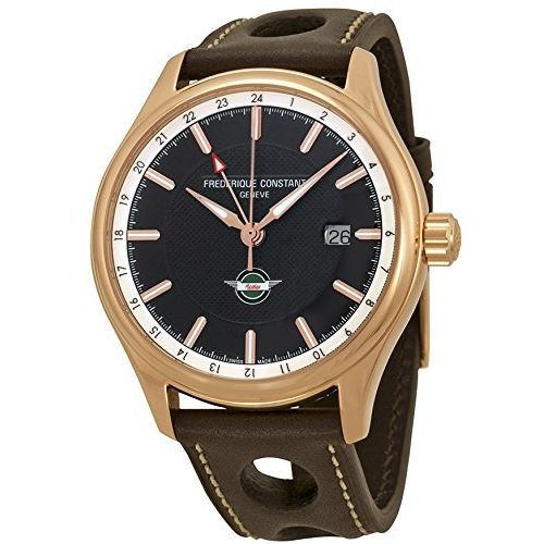 Frederique Constant Healey GMT Brown Dial Brown Leather Mens Watch FC-350CH5B4