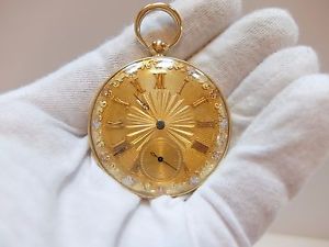 ANTIQUE 18K GOLD MULTI-COLORED GOLD DIAL POCKET WATCH (WATCH VIDEO)