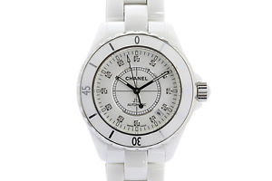 Free Shipping Pre-owned CHANEL J12 12P Diamond H1629 38mm White Ceramic Men's