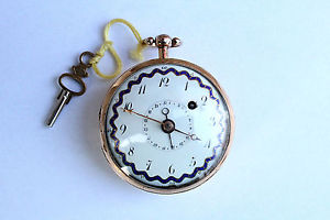 Solid gold 18k  fusse pocket watch 52mm 82 gr working condiction with date Rare