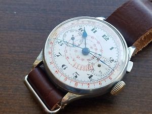 Vintage 1920s one button chronograph valjoux 22 stainless steel porcelain dial