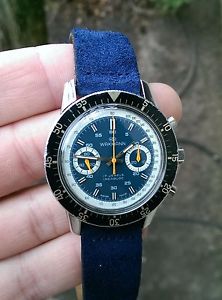 Vintage Wakmann Big Boy Chronograph Very Rare Blue Dial with Valjoux 236