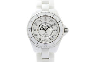 Free Shipping Pre-owned CHANEL J12 12P Diamond H1629 38mm WhiteCeramic Automatic