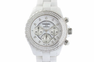 Free Shipping Pre-owned CHANEL J12 Chronograph 9P Diamond After Diamond Bezel