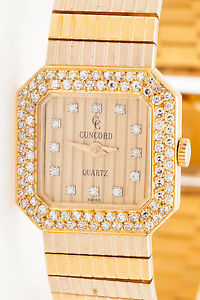 Estate $10,000 CONCORD 2ct VS G Diamond 18k Yellow Gold Ladies Dress Watch 53g