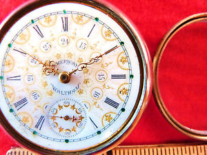 WALTHAM POCKET WATCH HENRY BOURNE STERLING DOUBLE ALBERT CHAIN POCKET WATCH FOB