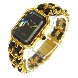 Authentic CHANEL Vintage Premiere Wristwatch Gold Quartz Swiss Made #M G02779