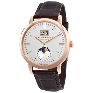 A Lange & Sohne Saxonia Moon Phase Automatic Silver Dial Mens Watch 384.032