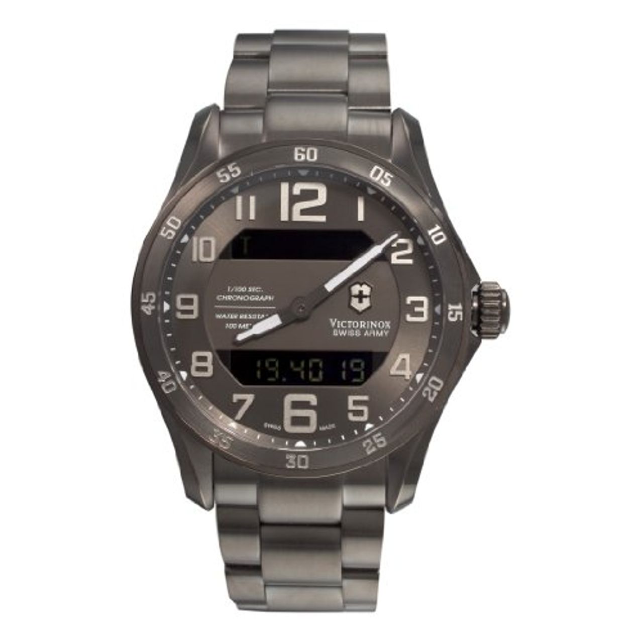 Victorinox 241300 Mens Black Dial Quartz Watch with Stainless Steel Strap