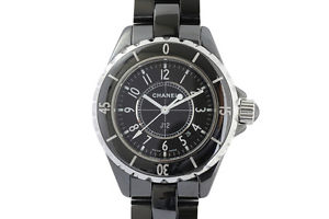 Free Shipping Pre-owned CHANEL J12 33mm H0682 Black Ceramic With Genuine BOX