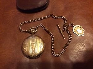 ELGIN GOLD FILLED FANCY ENGRAVED 7 JEWEL POCKET WATCH ROUND CASE ,early 1900.