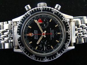 VTGE RARE NIVADA GRENCHEN CHRONOMASTER. LOLLIPOP FINE VALJOUX 23 CHRONOGRAPH .60