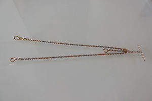 VERY RARE 14K ROSE GOLD AND PLATINUM ANTIQUE VINTAGE POCKET WATCH CHAIN 18" 1 OZ