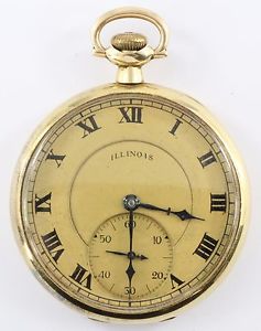 1917 14K Gold 17 Jewel Illinois The Autocrat Pocket Watch Size 12s